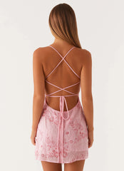 Vietta Sequin Cami Micro Mini Dress - Pink