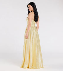 Melika Bustier Slit A-Line Satin Formal Dress