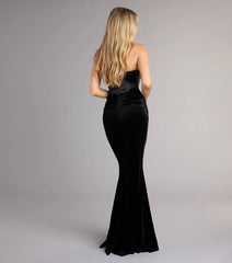 Zoya Satin Corset Velvet Mermaid Dress