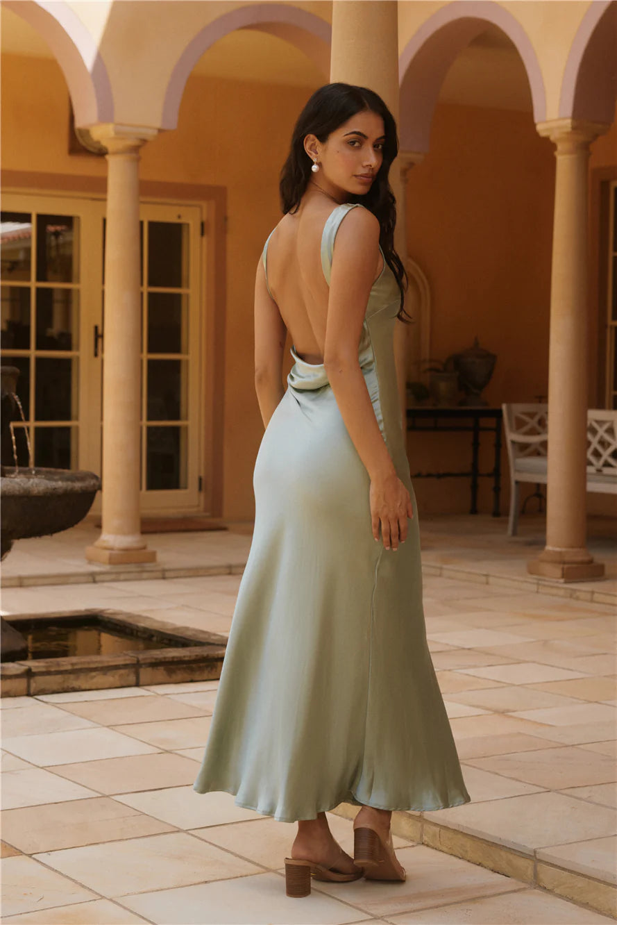 Isabel Carmona Midi Dress Sage Green