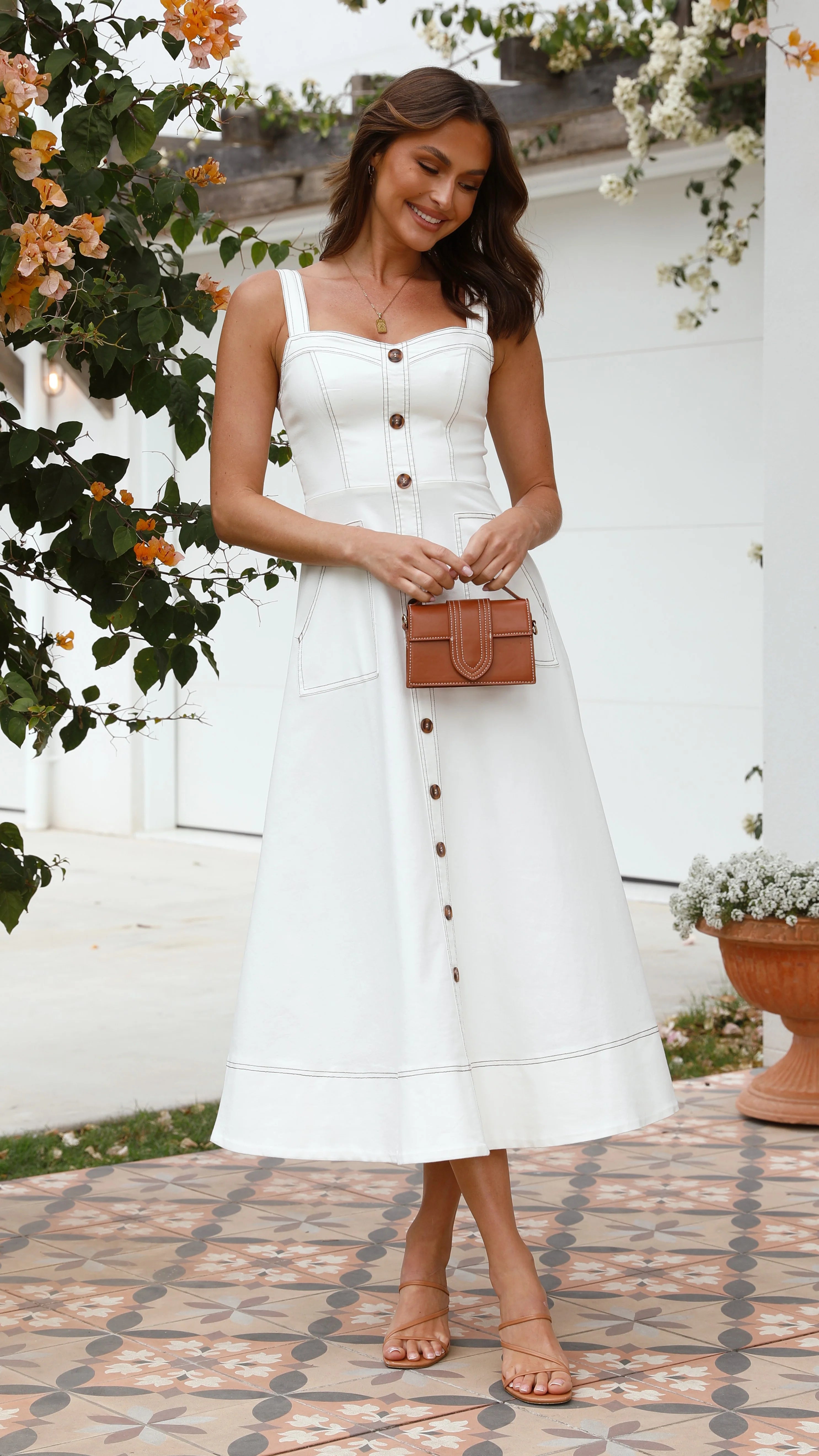 Indigo Midi Dress - White Denim