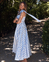 Striped Square Neck Wide Strap Dress